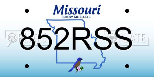 852RSS Missouri License Plate