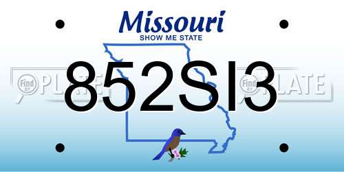 852SI3 Missouri License Plate