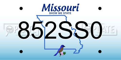 852SS0 Missouri License Plate