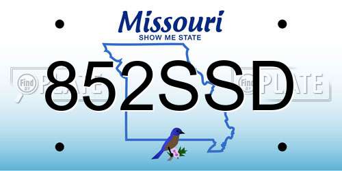 852SSD Missouri License Plate