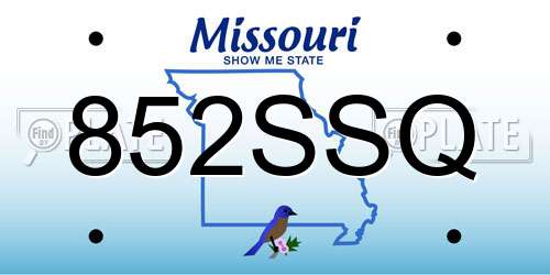 852SSQ Missouri License Plate