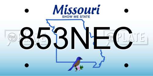 853NEC Missouri License Plate