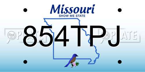 854TPJ Missouri License Plate