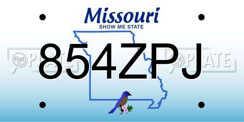 854ZPJ Missouri License Plate