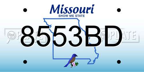 8553BD Missouri License Plate