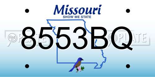 8553BQ Missouri License Plate