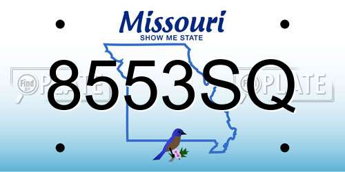 8553SQ Missouri License Plate