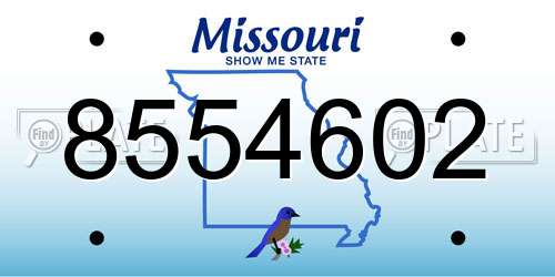 8554602 Missouri License Plate