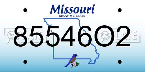 85546O2 Missouri License Plate