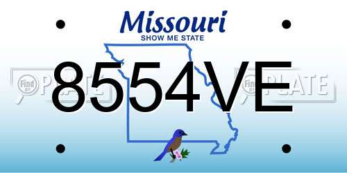 8554VE Missouri License Plate