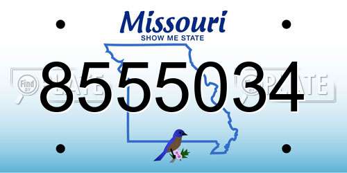 8555034 Missouri License Plate