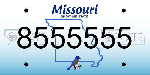 8555555 Missouri License Plate
