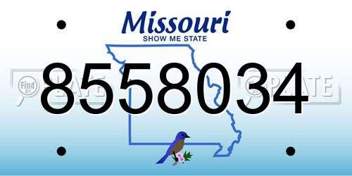 8558034 Missouri License Plate