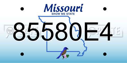85580E4 Missouri License Plate