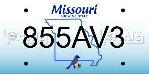855AV3 Missouri License Plate