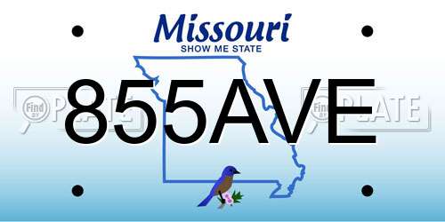 855AVE Missouri License Plate