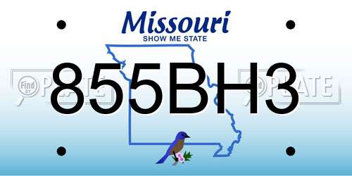 855BH3 Missouri License Plate