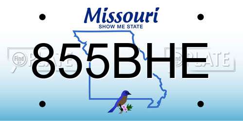 855BHE Missouri License Plate