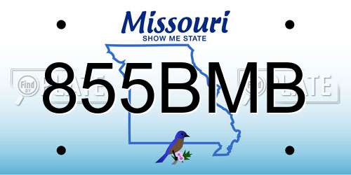 855BMB Missouri License Plate