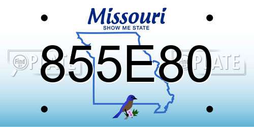 855E80 Missouri License Plate
