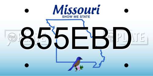 855EBD Missouri License Plate