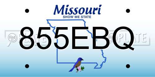 855EBQ Missouri License Plate