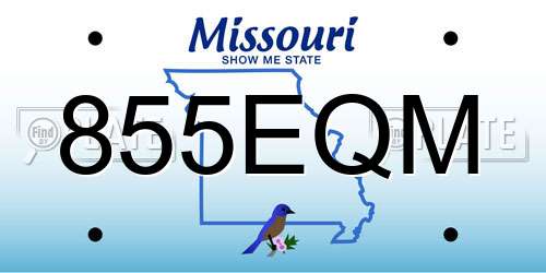 855EQM Missouri License Plate