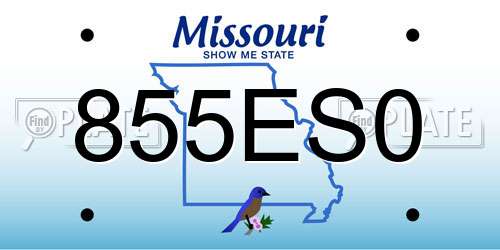 855ES0 Missouri License Plate