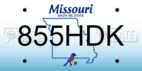 855HDK Missouri License Plate