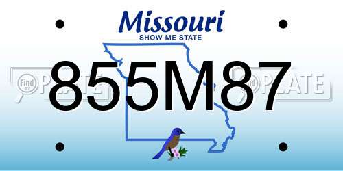 855M87 Missouri License Plate