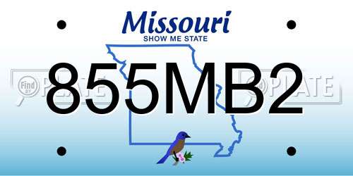 855MB2 Missouri License Plate