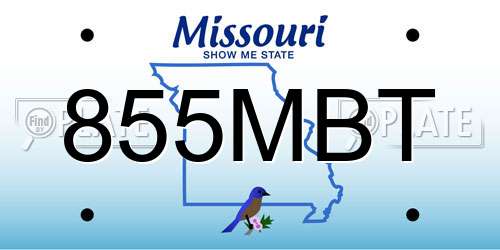 855MBT Missouri License Plate