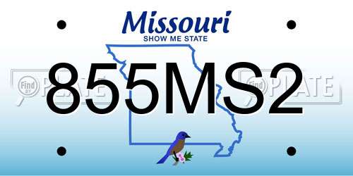 855MS2 Missouri License Plate