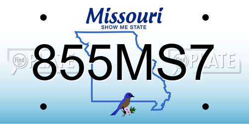855MS7 Missouri License Plate