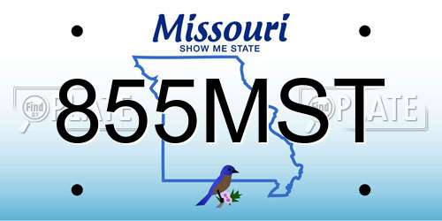 855MST Missouri License Plate