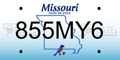 855MY6 Missouri License Plate