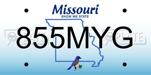 855MYG Missouri License Plate