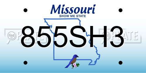 855SH3 Missouri License Plate