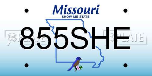 855SHE Missouri License Plate