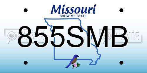 855SMB Missouri License Plate