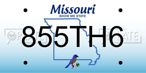 855TH6 Missouri License Plate