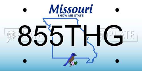 855THG Missouri License Plate