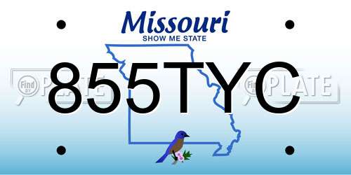 855TYC Missouri License Plate