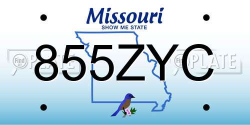 855ZYC Missouri License Plate