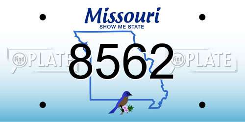 8562 Missouri License Plate