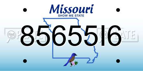 85655I6 Missouri License Plate