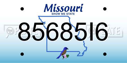 85685I6 Missouri License Plate