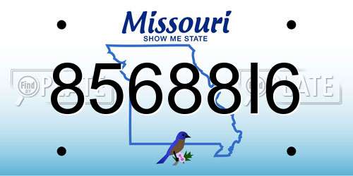 85688I6 Missouri License Plate