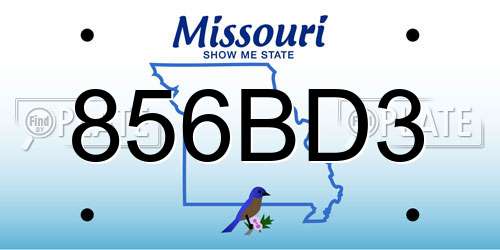 856BD3 Missouri License Plate