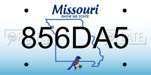 856DA5 Missouri License Plate